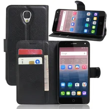 Novo 2016 para o caso de alcatel one touch pop 4 cover, moda de luxo filp couro lichia wallet suporte do telefone celular para a alcatel pop 4