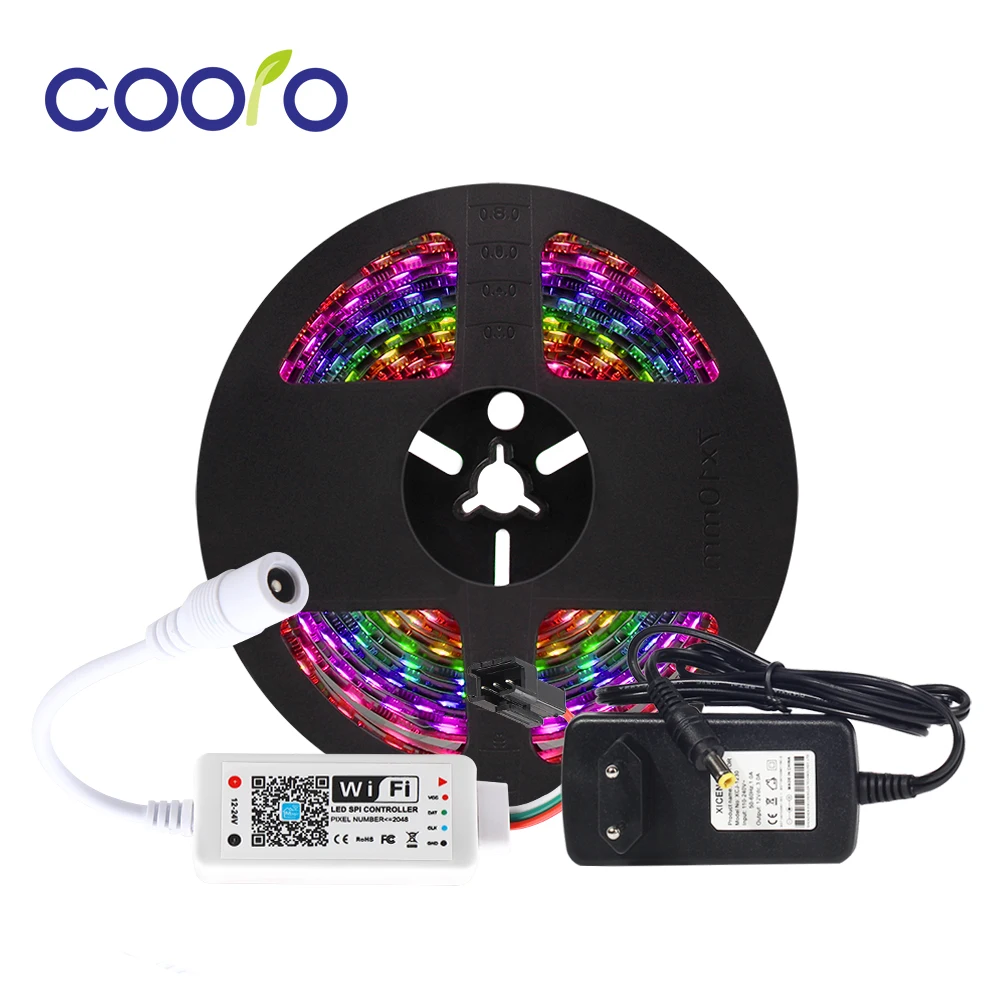 

DC 12V WS2811 LED Strip Kit APP Controller RGB individually addressable LED Strip Light Pixel Strips+WiFi Controller+Adapter