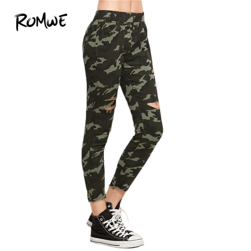Elastic Waist Camouflage Pants