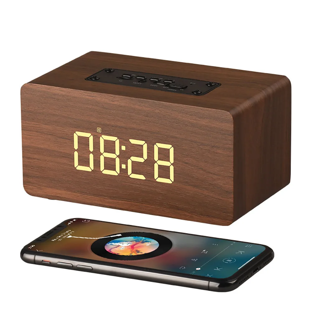 

FDGAO retro multi-function wooden portable Bluetooth speaker subwoofer FM radio support alarm clock AUX TF card computer speaker
