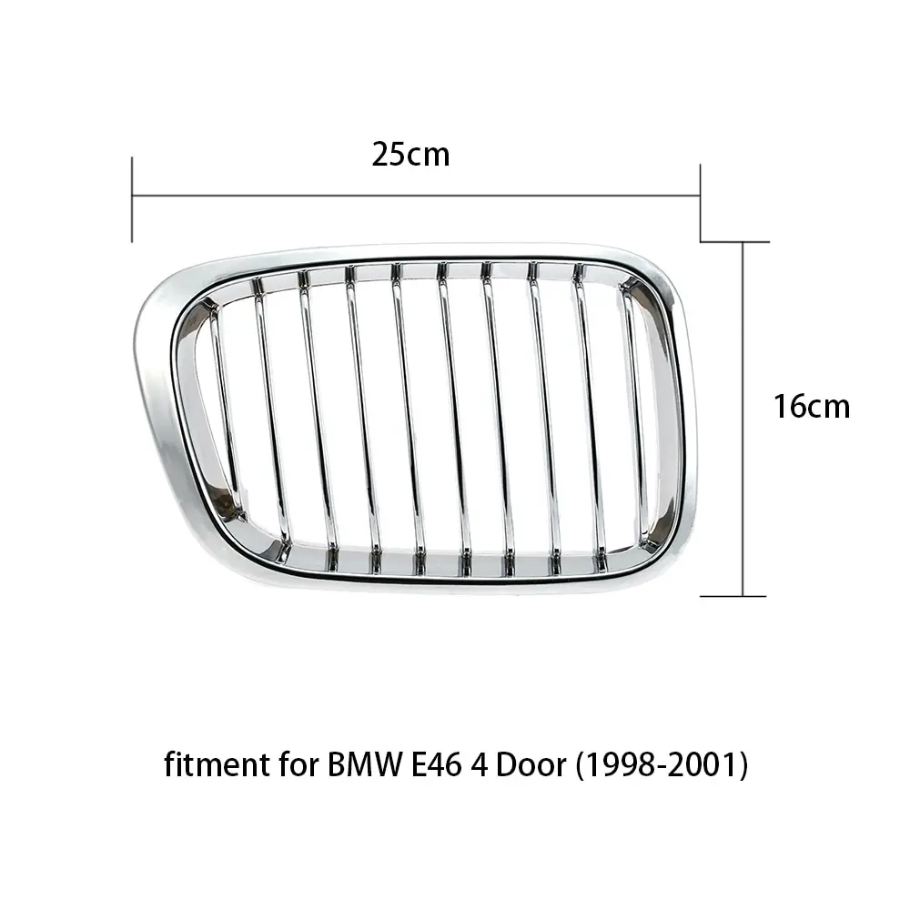 Автомобильный стиль 1 пара хромированные Серебристые Передние решетки для BMW E46 4 двери 98-01 автомобильные аксессуары