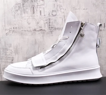 

2019 New Autumn Winter Men Boots Tidal Current Male High-top Shoes Men Canvas Shoes Men White Classic Retro Wild Casual Shoes