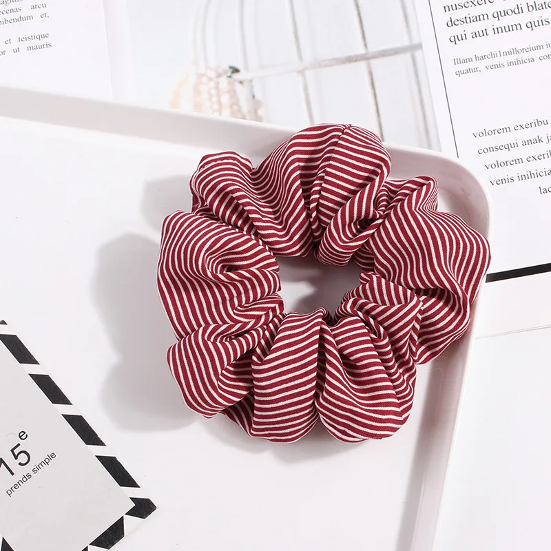 Cute Classic Scrunchie Stretch Headband Dot Plaid Scrunchies Women Elastic Hair Band Girls Hair Ties Striped Hair Accessories hair clips for fine hair