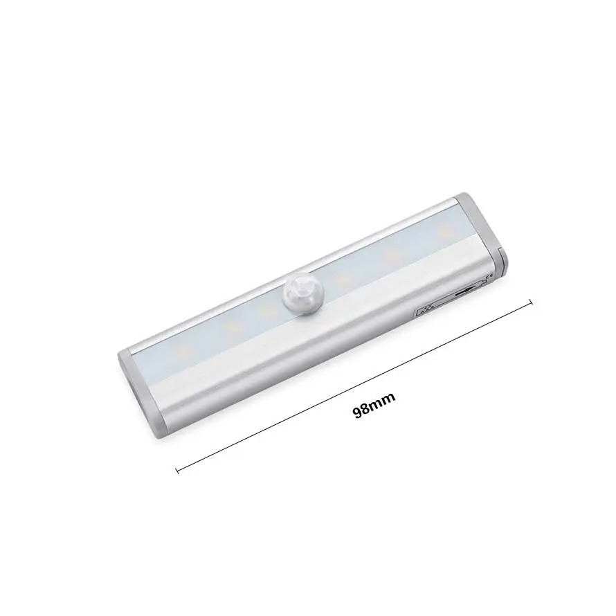 DC 5 в PIR датчик движения светодиодный светильник для шкафа 1 м 2 м 3 м лента под кровать лампа для шкафа шкаф для лестниц коридора Питание от батареи - Цвет: 98mm