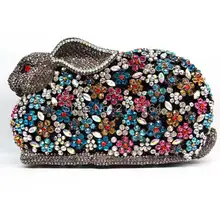 Geschenkbox Fashion Damen Kupplungen Voller Kristall Blau Abendtaschen Frauen Hochzeit Kaninchen Brauthandtasche Diamant Kupplung Geldbörse Q23