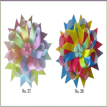 

100 BLESSING Good Girl Boutique Modern Style Rainbow Bird's Nest Hair Bow Clip