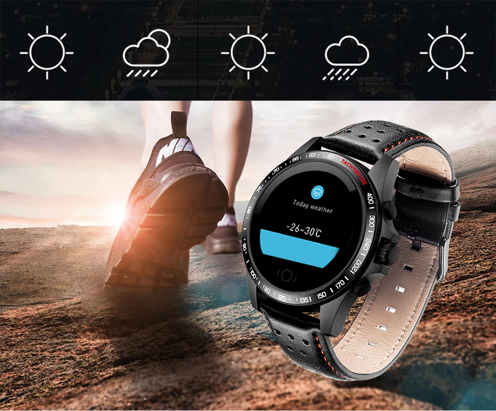 Спортивные Смарт-часы для мужчин для Android IOS Smartwatch мужской фитнес-трекер Электроника Смарт-часы ремешок из натуральной кожи