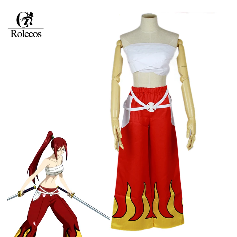 Rolecos ապրանքանիշ Japaneseապոնական անիմե հեքիաթային պոչով Cosplay զգեստներ Erza Scarlet Cosplay Costume Unisex Halloween զգեստներ