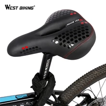 WEST BIKING Wide Bicycle Mat Cycling Saddle Comfortable Seat Mat MTB Bike Cushion With Warning Taillight Ride Bicycle Saddle