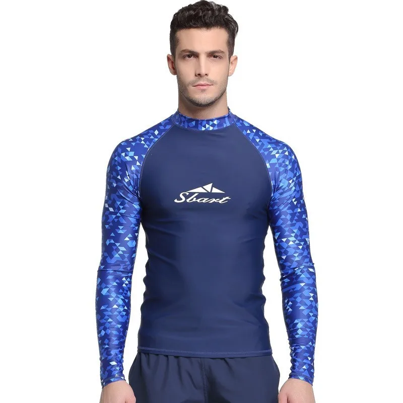 Для мужчин Rashguard купальник с длинным рукавом рубашка для плавания УФ Защита Рашгард для мужчин s купальник ming костюм Виндсерфинг футболка для дайвинга одежда для серфинга - Цвет: T30 Blue