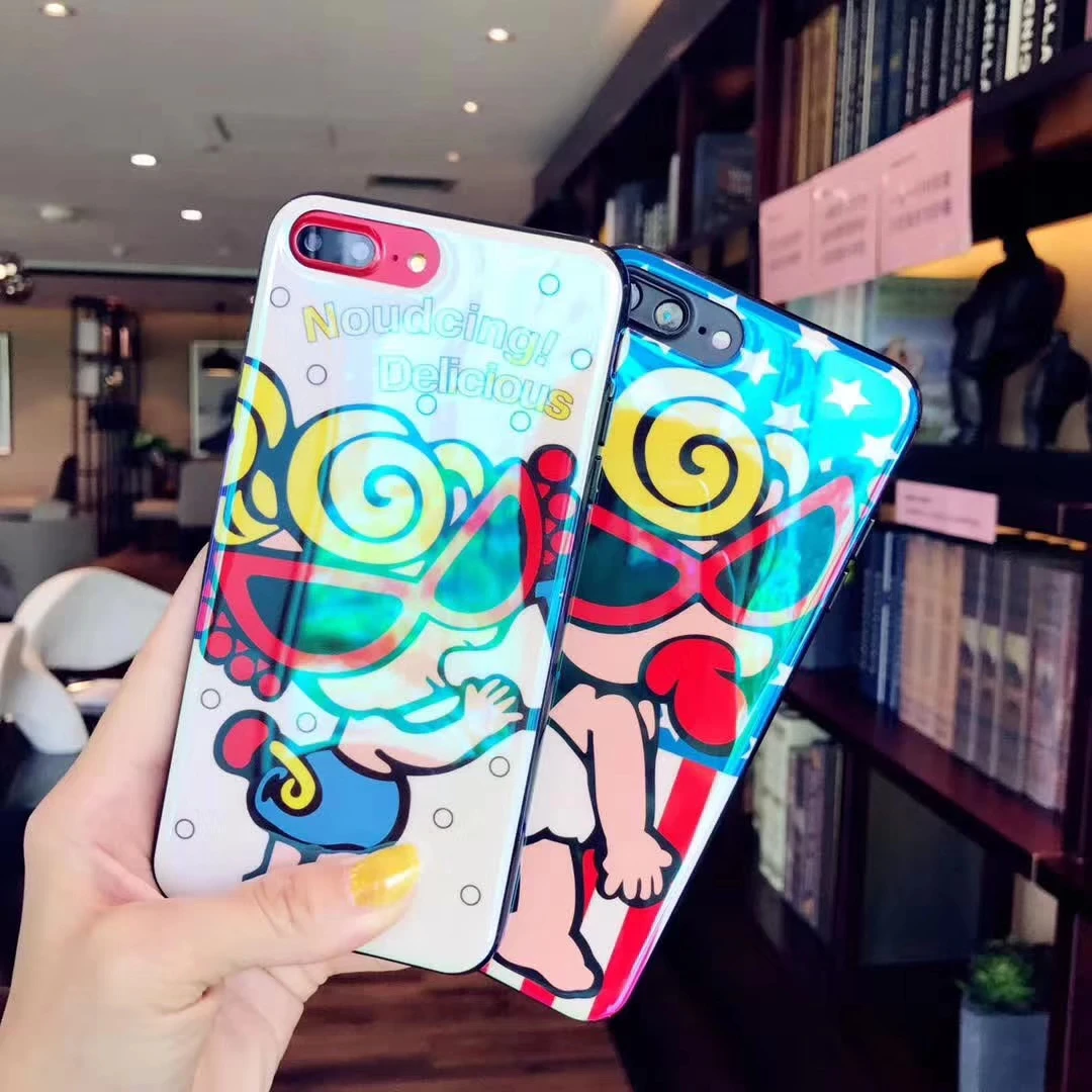 Японский милый мультяшный чехол для iPhone Xs Max Xr X 8 7 6 6S Plus Blue ray IMD модный брендовый