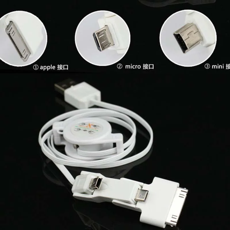 10 قطعة 3in1 قابل للسحب البسيطة المصغّر usb كابل شاحن مزامنة ل بود فون 4 4 S 3G