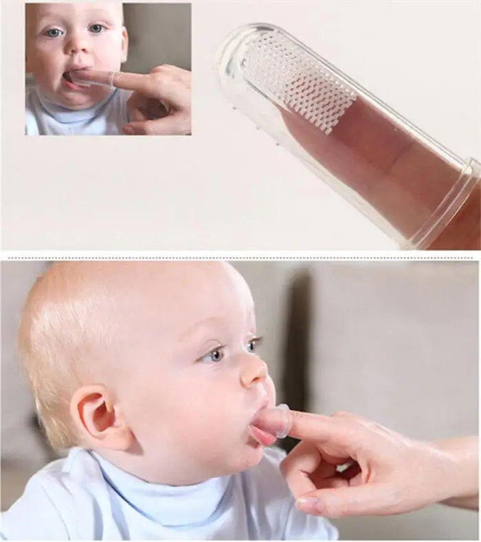 2 шт Мягкий Безопасный детский силиконовый палец зубная щётка для ясного массажа AB