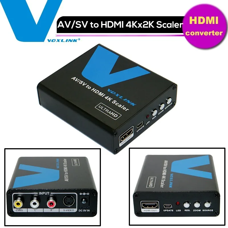 1080P Composite AV RCA S Video to HDMI 4K 2k Scaler Video Audio Converter Adapter Box