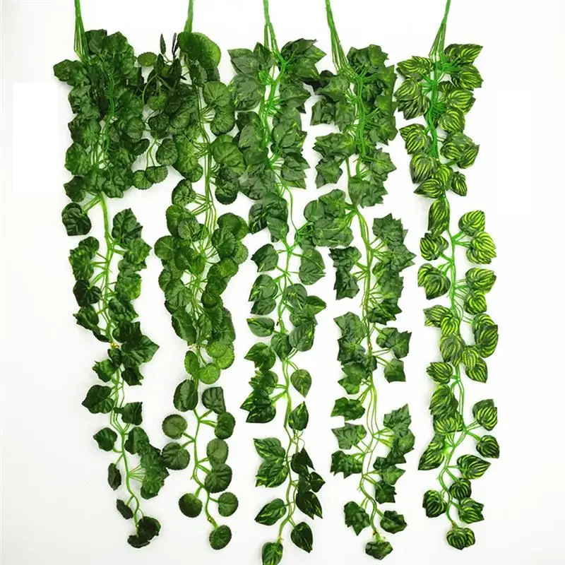 12 струн, искусственные листочки, лоза, 6.5фт, настенные декоративные зеленые Висячие листья, гирлянда, реалистичное растение