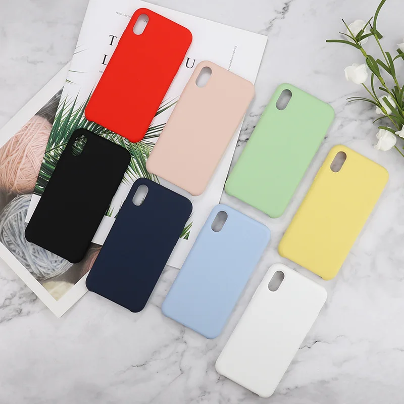 

Solid Color Silicone Couples Cases For iphone XR X XS Max 7 8 Plus Cute Candy Color Soft Simple Fashion Phone Case NEW