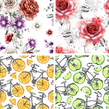 Полиэстер ткань для платья мультфильм фрукты цветочные 3D ткань с цифровым принтом тонкая эластичная ткань diy Одежда шитье лоскутное