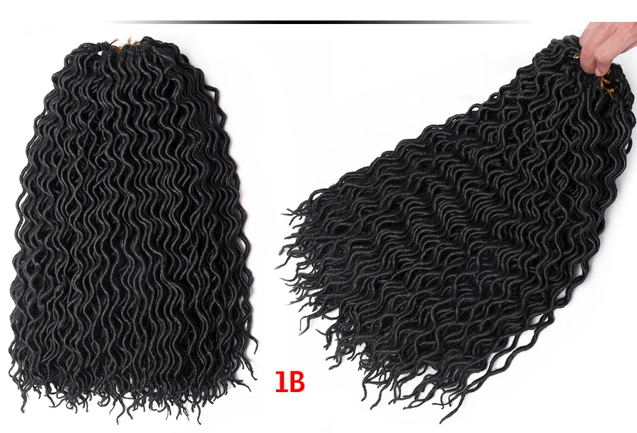 Изысканный Faux locs Curly вязание крючком косички 18 дюймов Омбре крючком дреды Наращивание волос Синтетические ручной работы DREAD