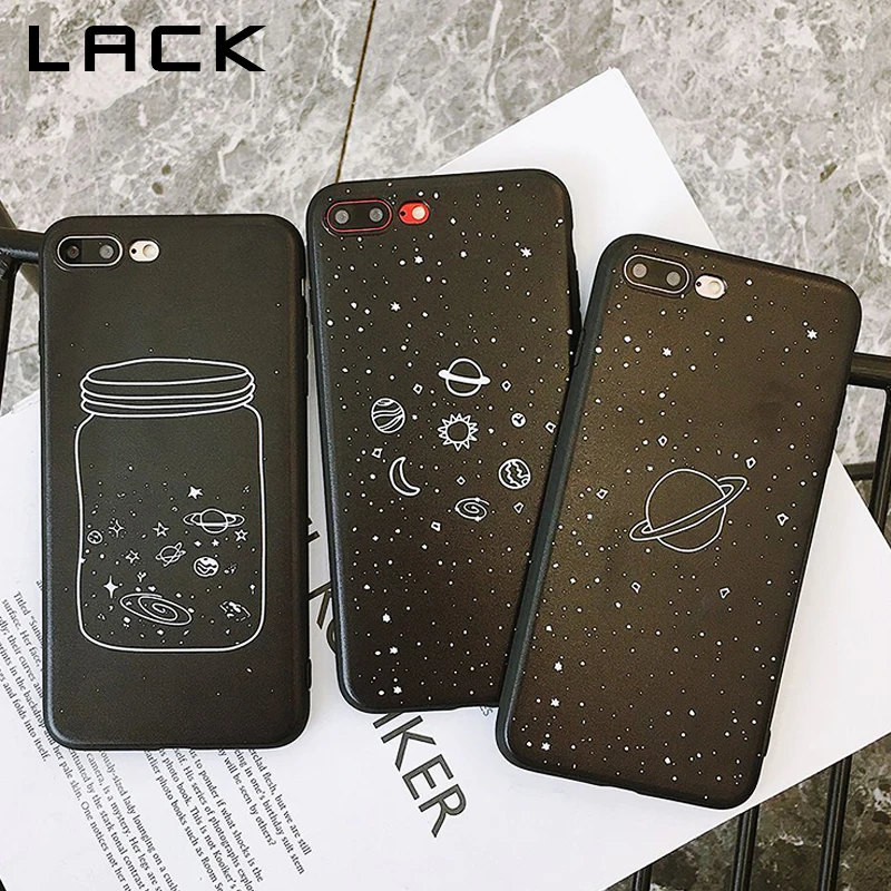 

LACK Fashion Space Phone Case For iphone X Case For iphone 6 6S 7 8 Plus Cover Cute Cartoon Planet Moon Star Cases Soft Coque