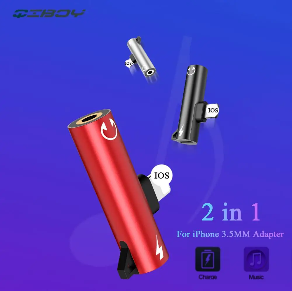 

For iPhone To 3.5mm Jack Headphone 2in1 Audio Adaptador For iPhone 7 8 Plus X XS Max Splitter Earphone Adapter Connector Charger