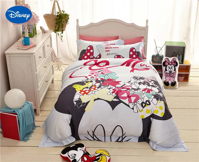 Disney Cartoon Minnie Mouse Printed Bedding Sets For Childrens Disney Cartoon Minnie Mouse Printed Bedding Sets For Childrens S Bedroom Decor Silk Satin Bed Quilt