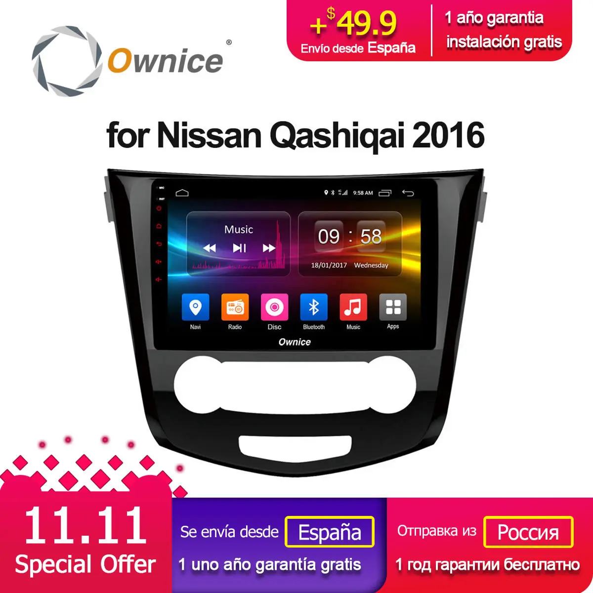 

Ownice K1 K2 2G/32G Octa Core Android 8.1 Car DVD GPS Player for Nissan Qashqai / X-Trail 2013 2014 2015 4G LTE DAB+ DVR