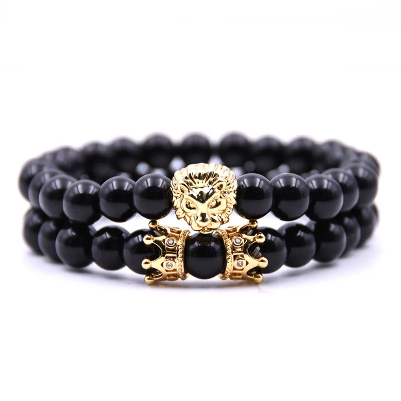 Lion Couple Bracelet Men Jewelry Bracelets For Women Pulseira Masculina Jewellery Feminina Bileklik Elastic Crown Armbanden 2018