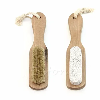 

Wood Long Handle Pumice Stone Bristle Dead Skin Remover Brush Foot Care Pedicure