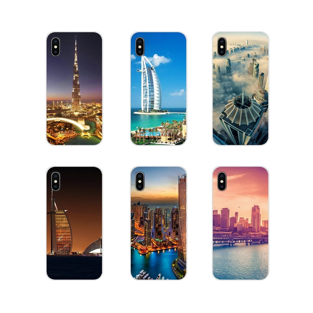 

For Motorola Moto X4 E4 E5 G5 G5S G6 Z Z2 Z3 G G2 G3 C Play Plus Transparent TPU Shell Covers Dubai City Architectural landscape