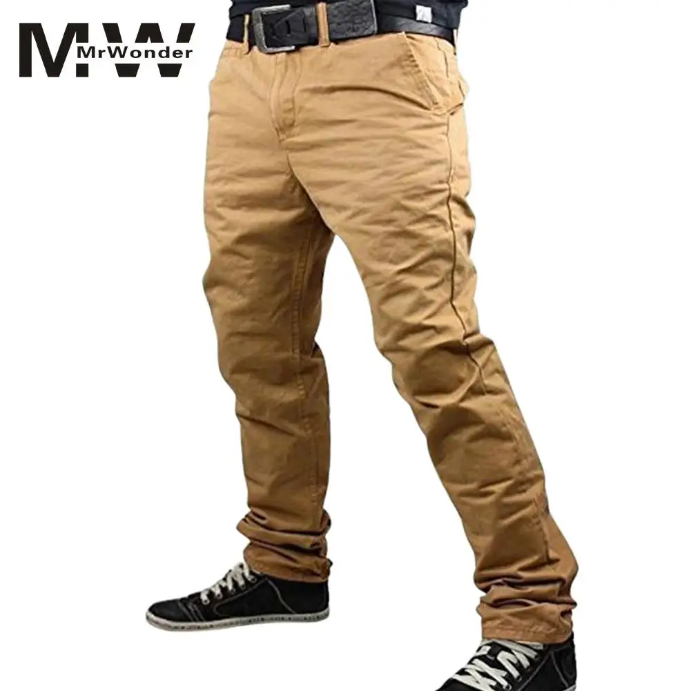 Умные повседневные мужские брюки, однотонные, хаки, прямые, большие размеры, длинные штаны, модные деловые мужские брюки размера плюс, XXXL, SAN0