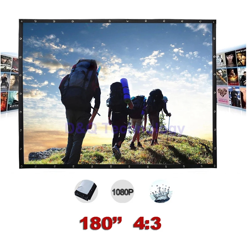 180 inches 43 Portable Wall Mounted Matt White Canvas Folding Outdoor