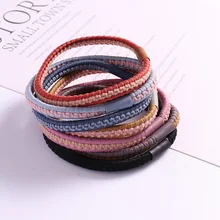 1 шт., веревка для волос для девочек, двухцветная вязаная резинка, высокопрочные мешочки для макарона, кольцевая головная веревка, базовая G0409