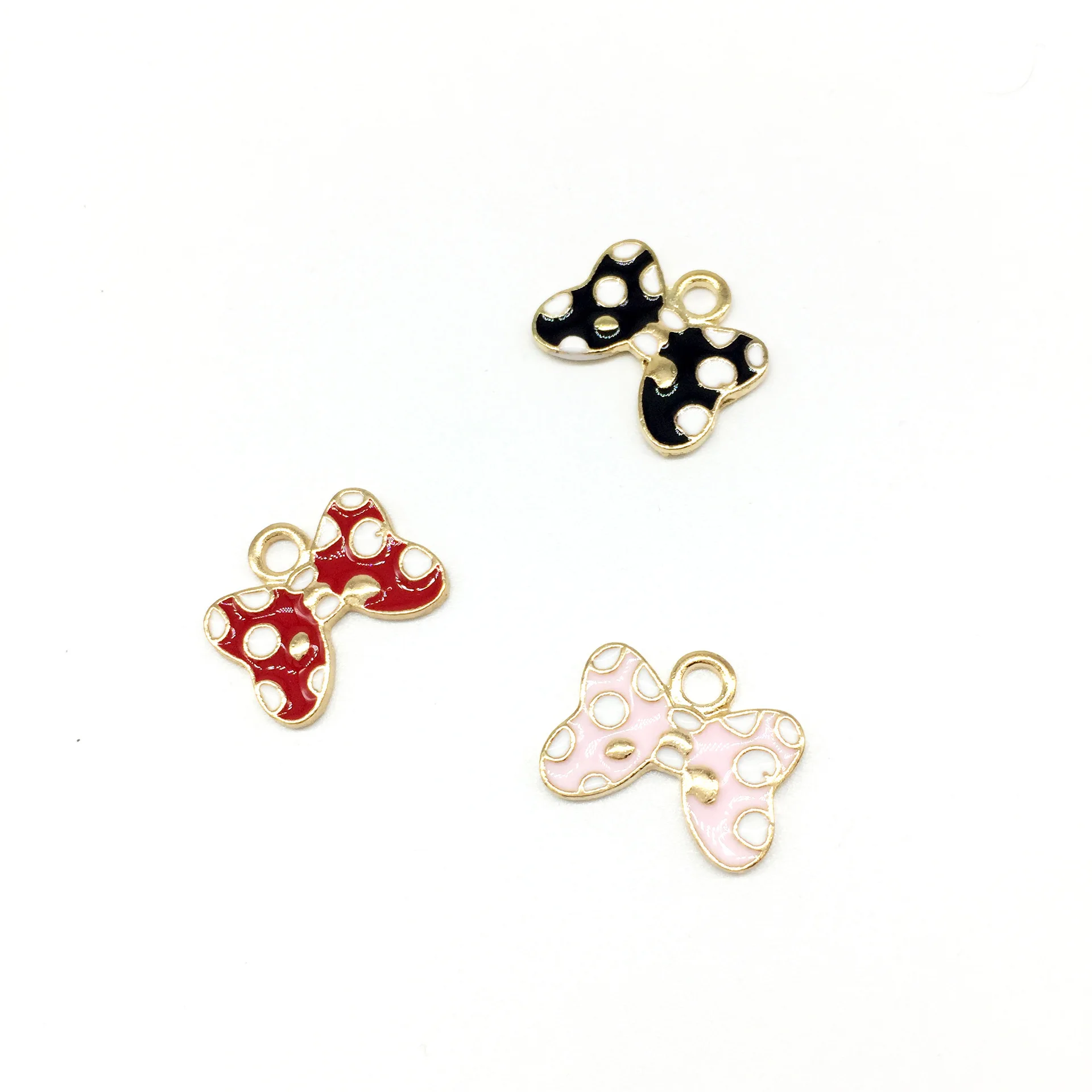 

30pcs/lot Fashion Beautiful Spot Bow Tie Diy Pendants Charms Oil Drop Metal Alloy Bracelet Charm