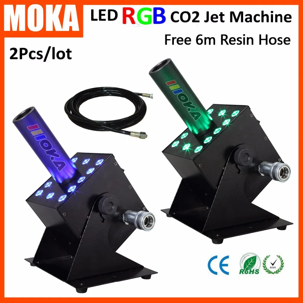 

2pcs/lot DMX Fogger Smoke CO2 Jet Machine12X3W RGB Led Special Effect Co2 Cannon Cryo Jet