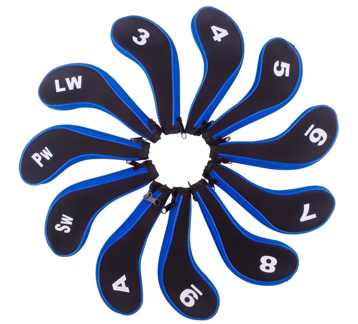 Factory Custom Logo Golf Irons Club Head Covers Set 3-9 APSL 11PCSSet Golf Clubs Headcover for Irons with Zipper 10Colors2