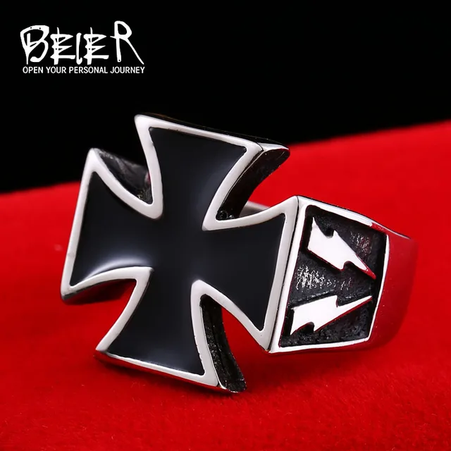 BEIER 2018 Man Punk Cool For Stainless Steel 3D Cross Style Rings Men Fashion Je BEIER 2018 Man Punk Cool For Stainless Steel 3D Cross Style Rings Men Fashion Je