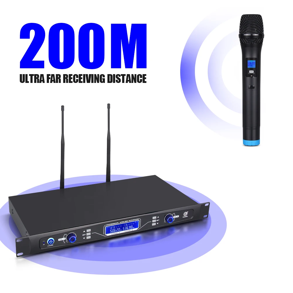 Беспроводной микрофон Debra audio Pro 80*2 выбираемый канал УВЧ с беспроводными
