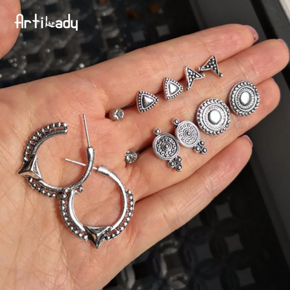 

Stud Earring Set Silver Earring Round Hoops for Women Minimalist Jewelry Gift
