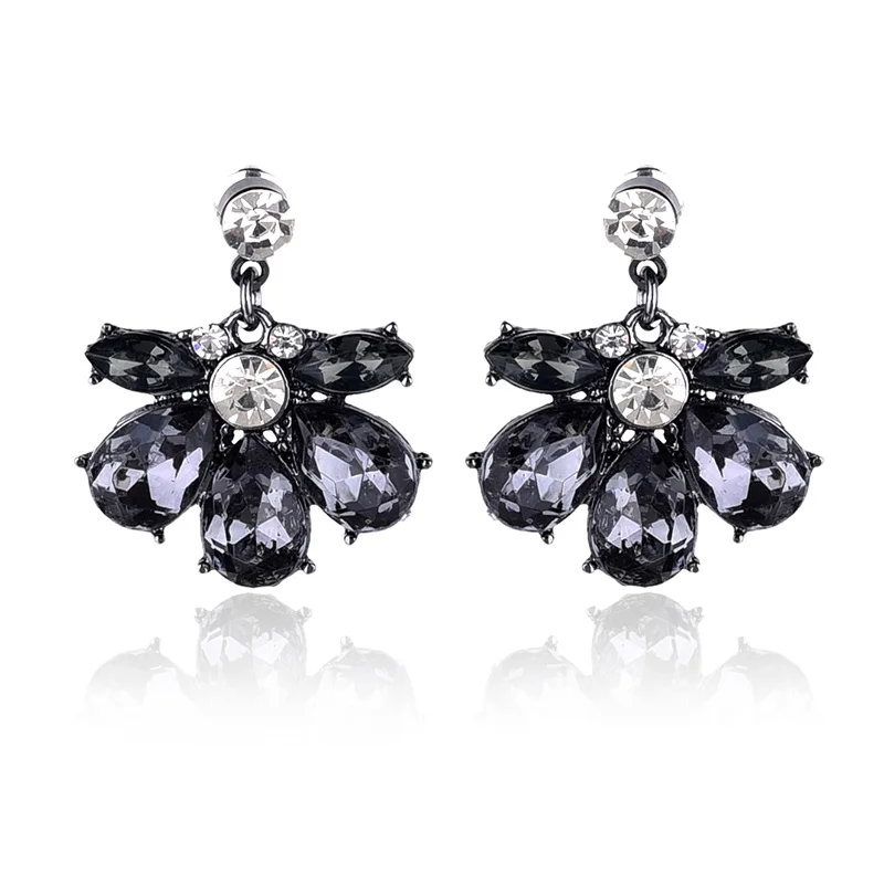 LUBOV Gorgeous Acrylic Crystal Stone Flower Petals Drop Earrings Fashion Rhinestone Stud Piercing Women Jewelry Gift | Украшения и