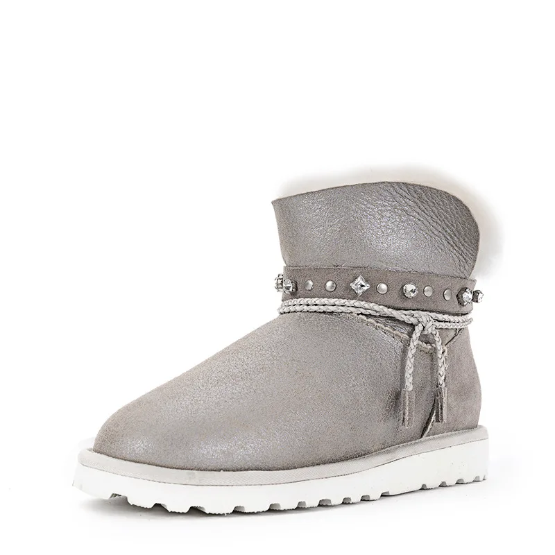 

More leisure warm sheep fur one flat top grade leather cotton shoes mother qiu dong female snow boots