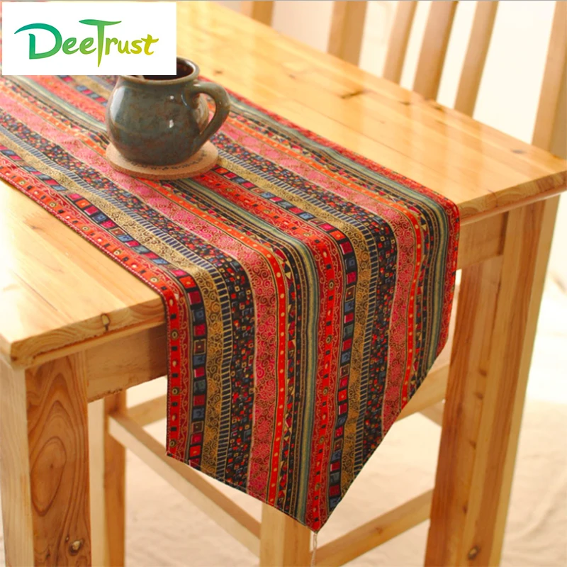 

Vintage Burlap Lace Hessian Cotton Ethnic Bohemian Rustic Table Runner Home Decor
