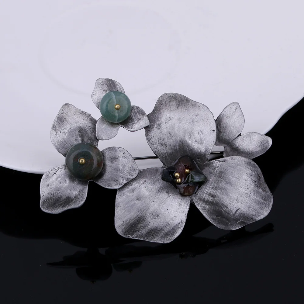 

JUJIE Vintage Multicolor Stone Geometric Irregular Brooch Pins Female Jewelry