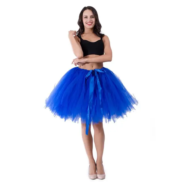 Women's Power Puff Tutu Tulle Skirt 50cm Midi Length Skater Skirt Party
