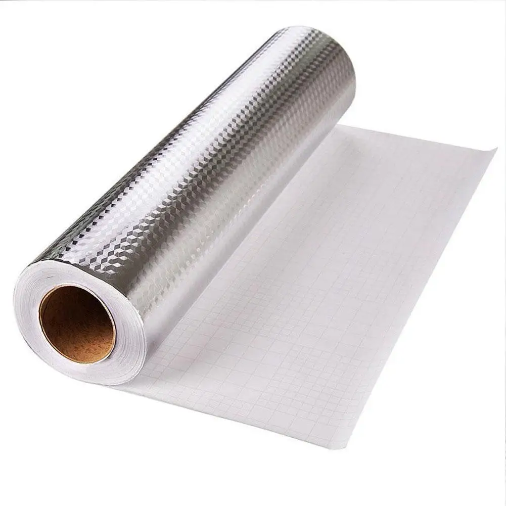 

40*100cm Kitchen Oil Stickers High Temperature Cabinet Wallpaper Stove Aluminum Foil Anti Fouling Croppable Self-adhesive Wall