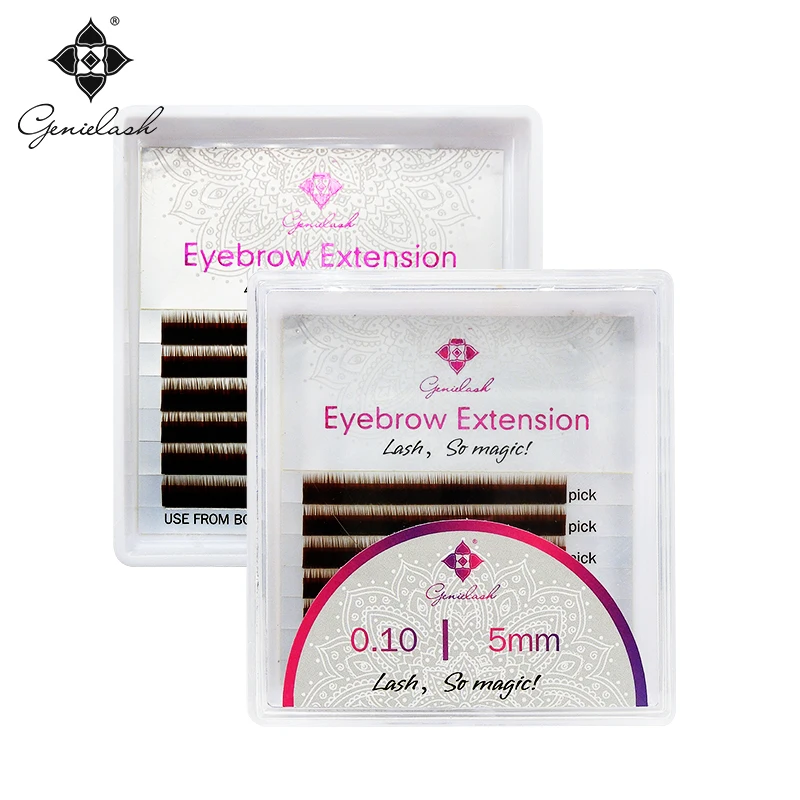 

Genie 6pcs/lot Eyebrow Extension 0.10 Thickness I Curl 5mm 6mm 7mm Black/Brown/Dark Brown Color Semi-permanent Flase Eyelashes