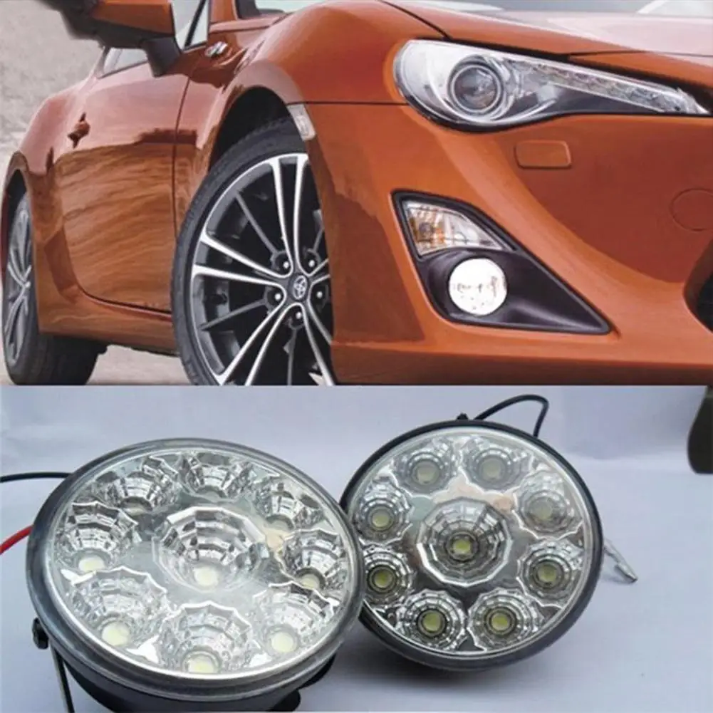 

Car Led Light 1pcs Round LED Running Light 12V 9 LED Auto Lamp Bulb Interior Lights External Lights