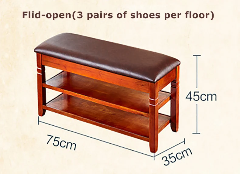 Прихожая деревянная скамейка для обуви с полиуретановой подушкой для хранения обуви, полка для обуви с откидной крышкой, стильная стойка для обуви, табурет для ног, оттоманка, мебель - Цвет: L75cm