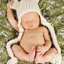 Новорожденные Cap малышей крючком вязать шерстистый Earflap шапка ручной работы крючком для фотосессий