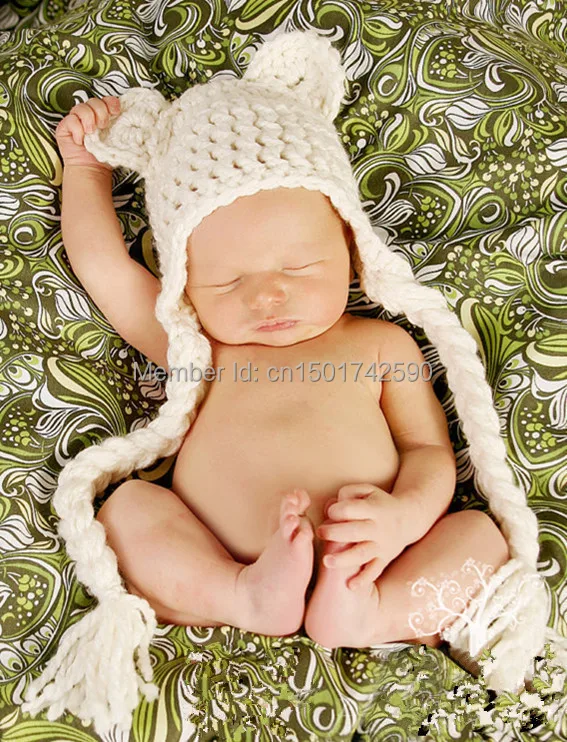 

newborn baby cap Toddler Crochet Knit Woolly EarFlap Hat Baby Handmade crochet Hat for photo prop