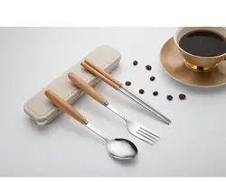1 компл. наборы столовых приборов деревянной ручкой Нержавеющая сталь старший посуда с ложка, вилка, палочки для еды наборы PI 010